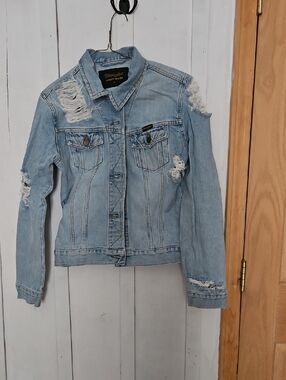 Distressed Light Blue Denim Jacket - Womens